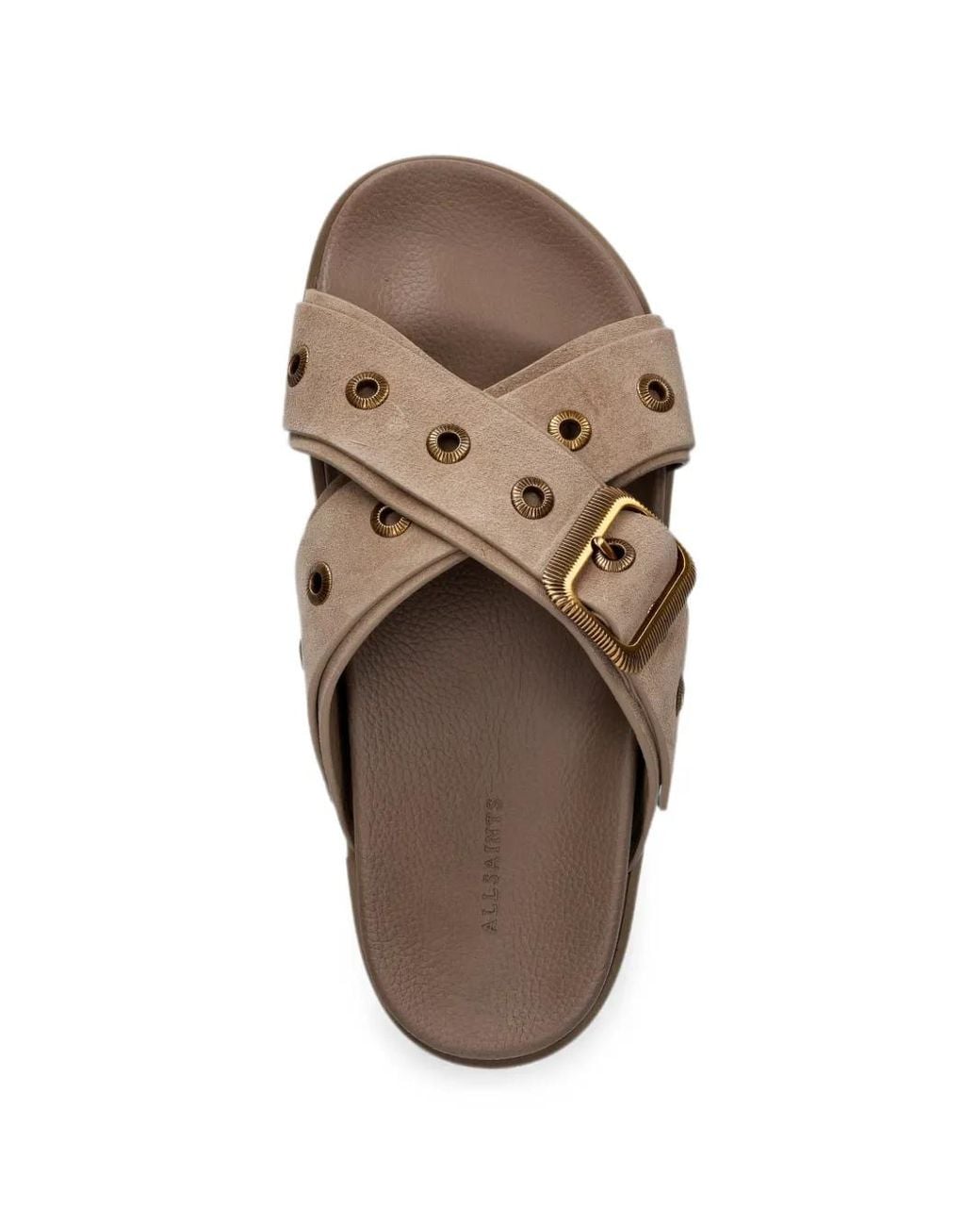 AllSaints Brown Suki Eyelet-Embellished Crossover Sandals