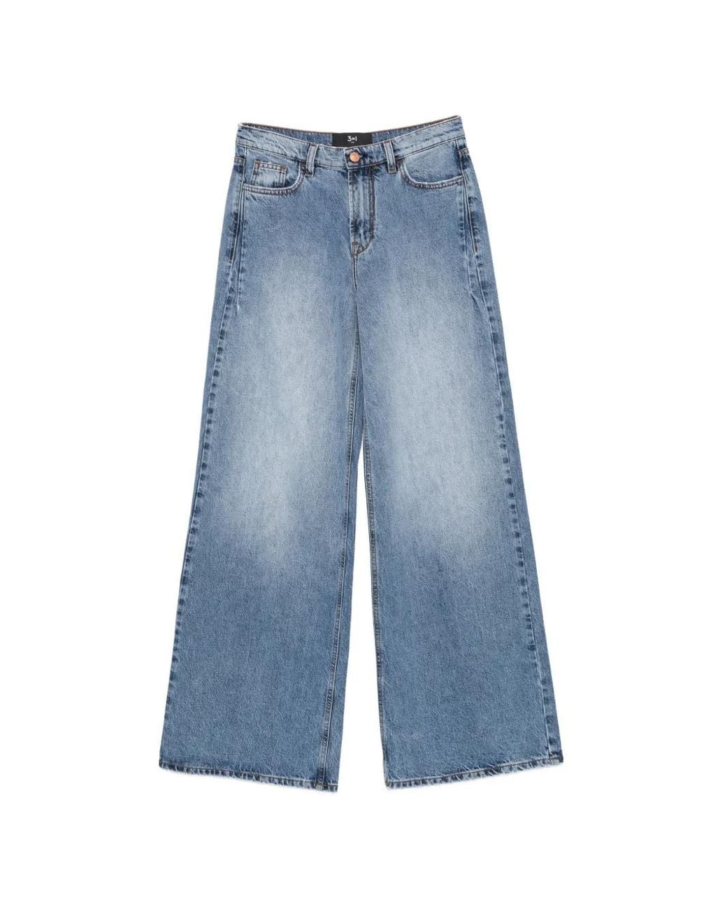 3x1 Blue The Kat Darted Wide-Leg Jeans