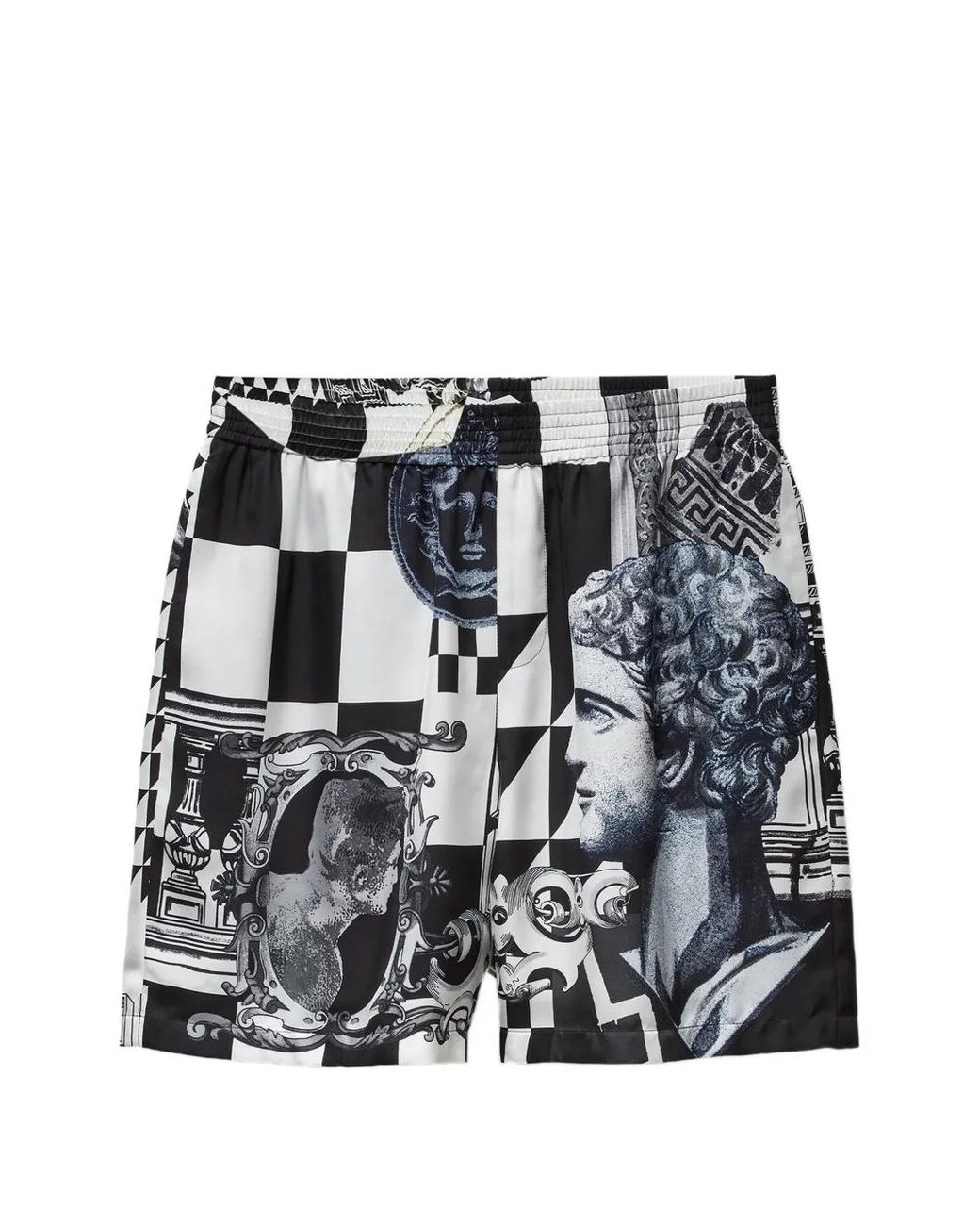 Versace Black Printed Silk Twill Shorts for men