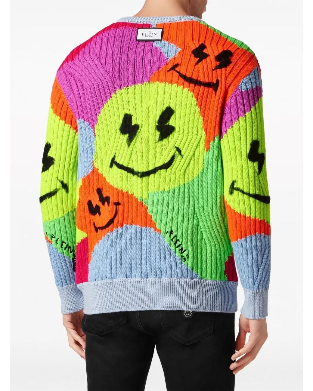 Philipp Plein Green Smile Graffiti Jumper for men