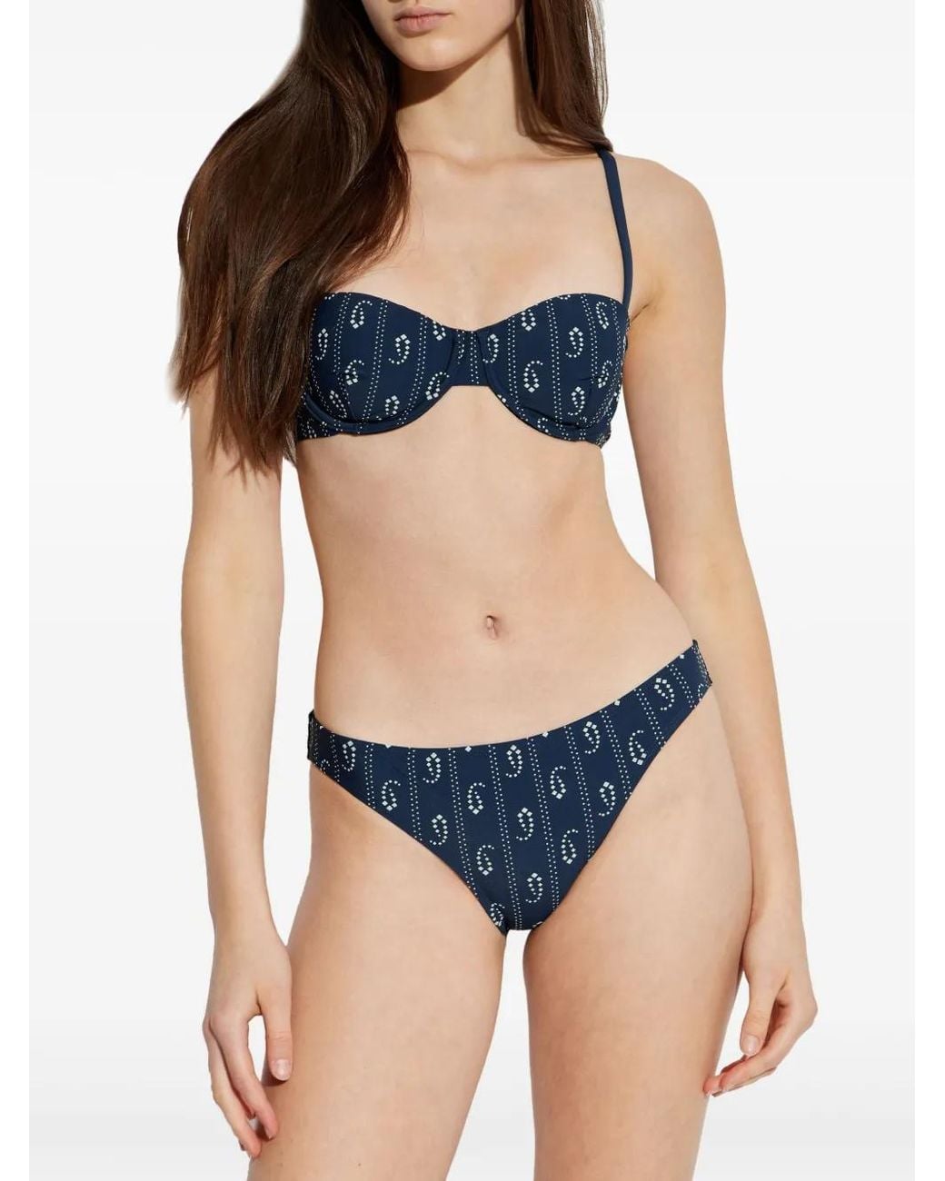 Tory Burch Blue Printed Bikini Top