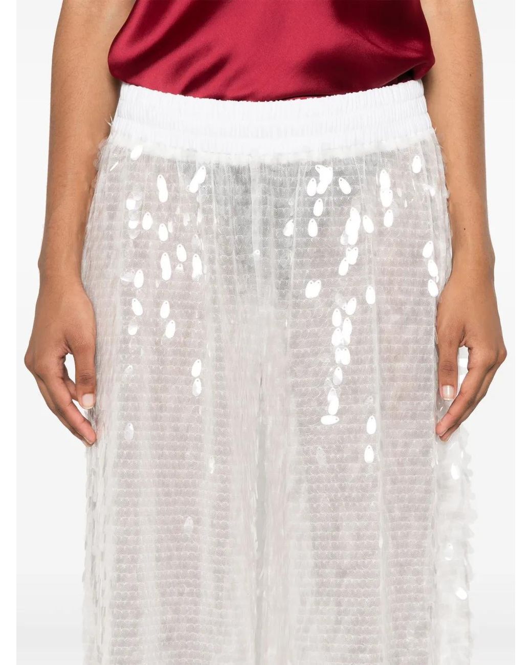 Norma Kamali High Tailed Flared Broeken in het White