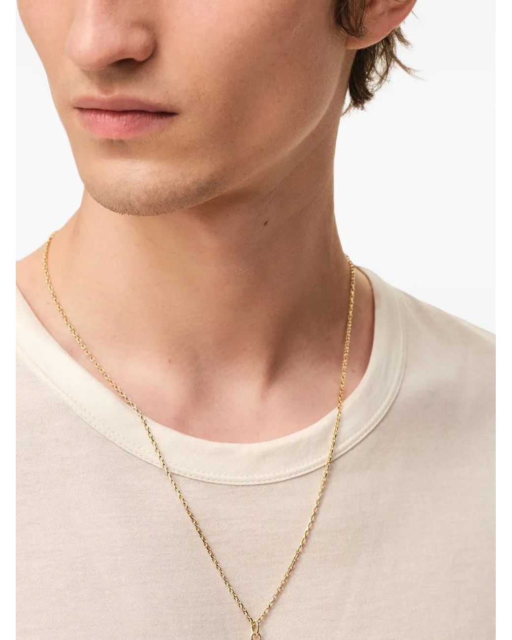AMI White Brass Hammered "6" Pendant Necklace
