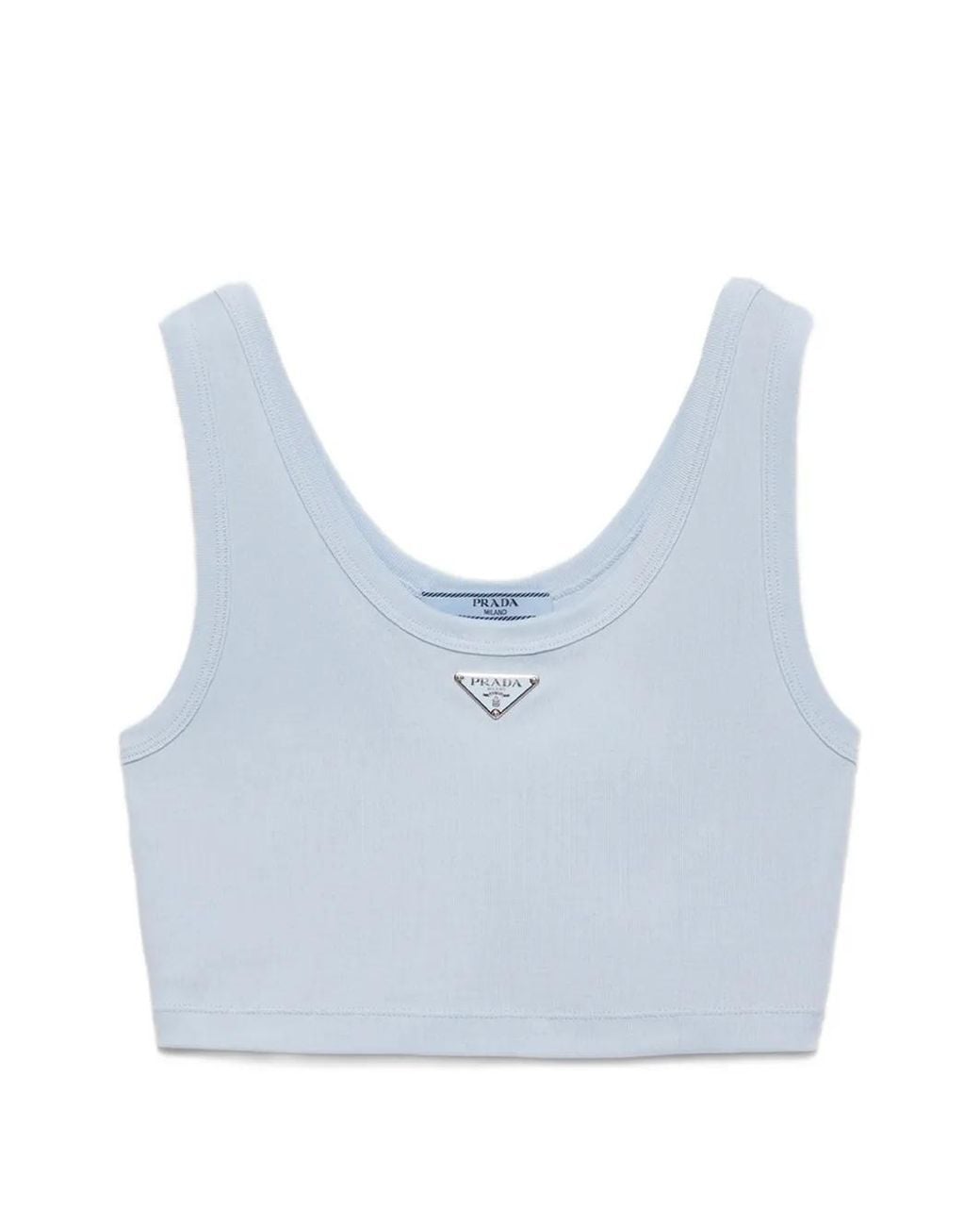 Prada Ribgebreide Cropped Top in het Blue