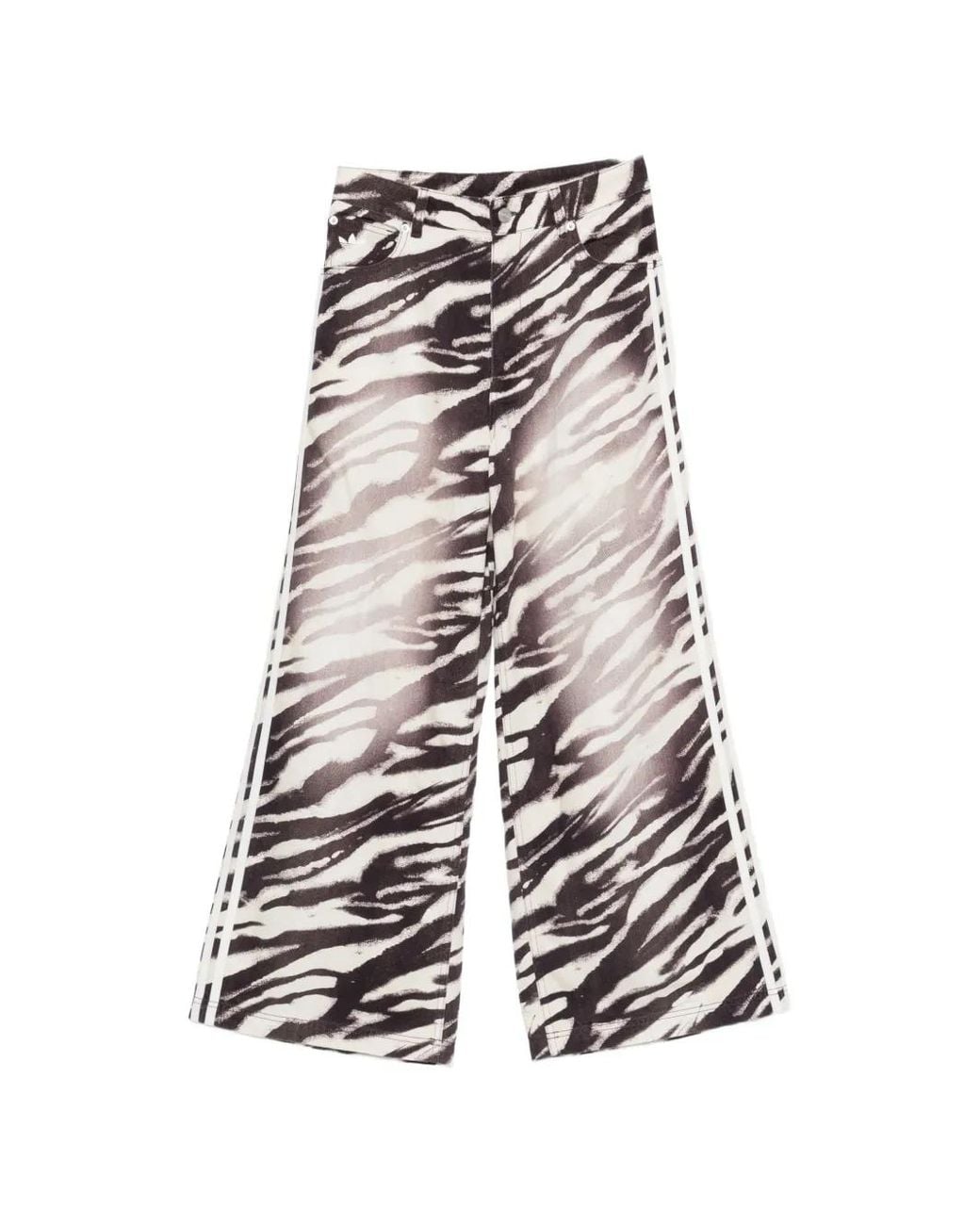 Adidas White Adilenium Season 6 Zebra-Print Side-Stripe Jeans