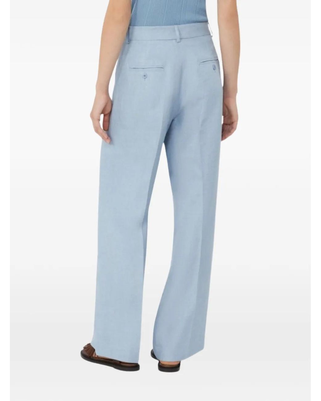 Weekend by Maxmara Blue Linen Tailored Trousers