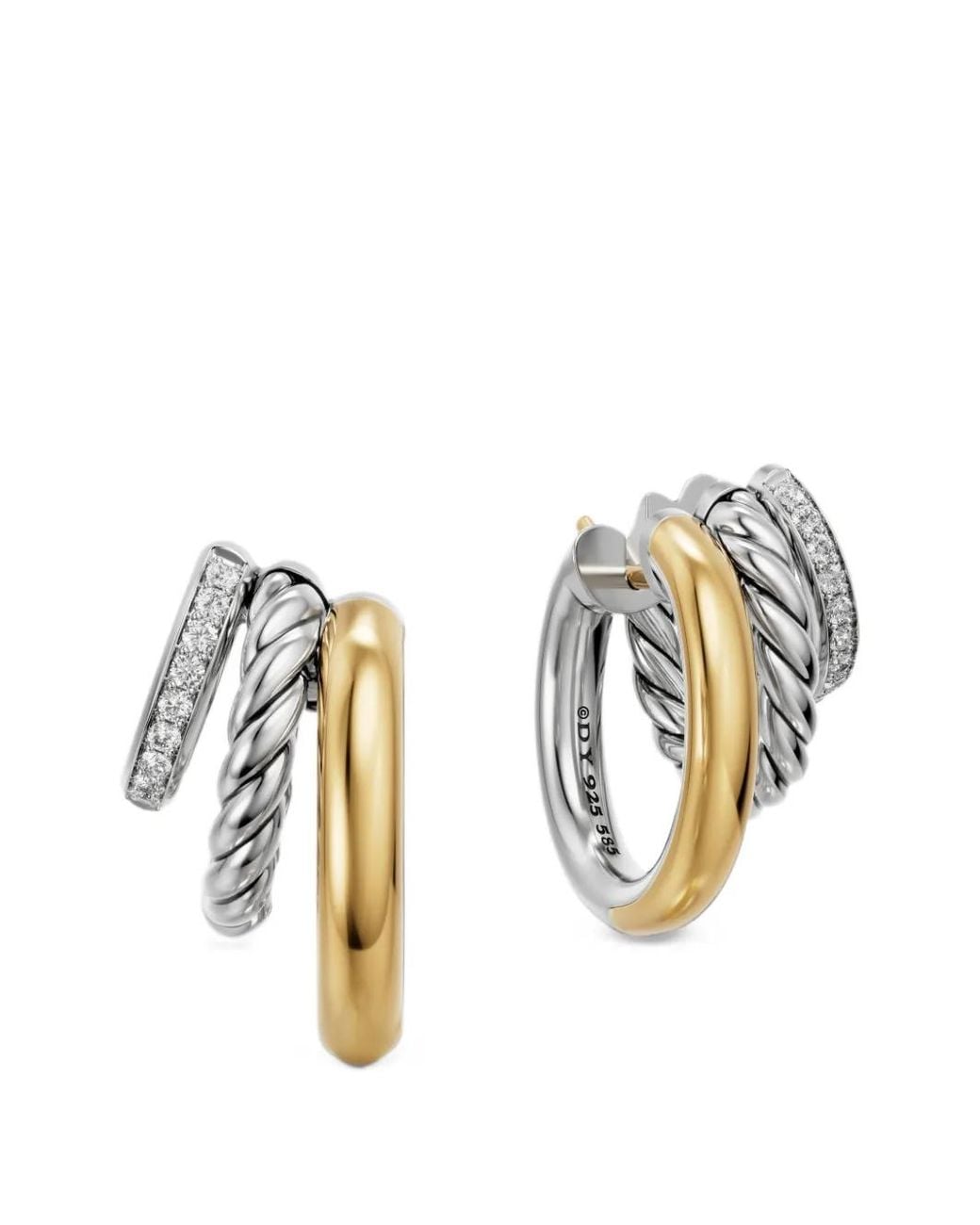 David Yurman White Dy Mercer Diamond Multi-Row Earrings