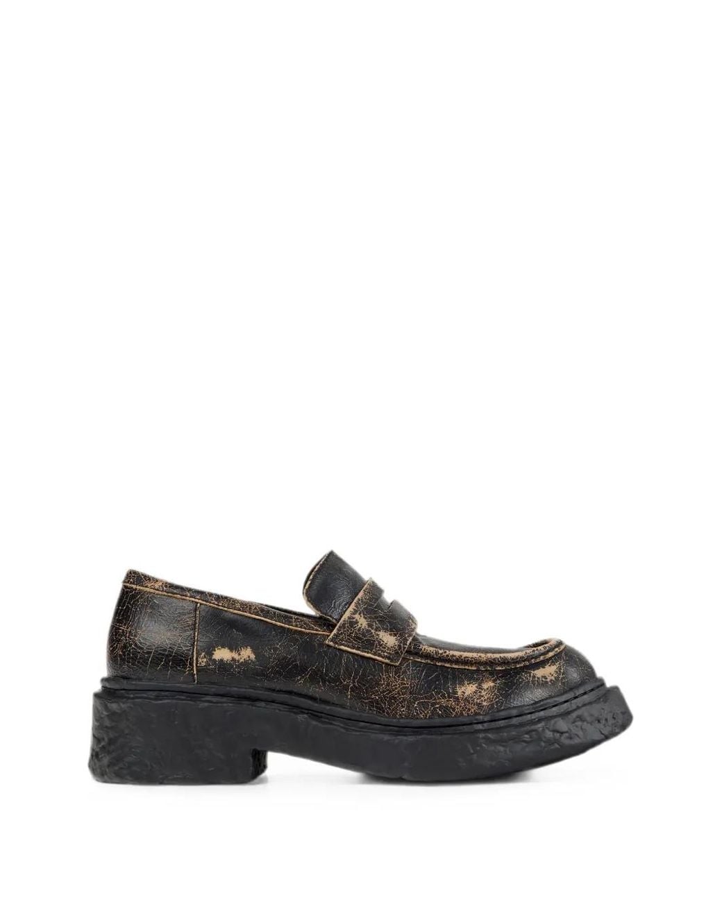 CAMPERLAB Black Vamonos Crackled Leather Loafers