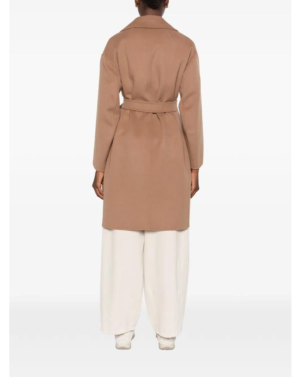 Max Mara Natural Velo Belted Notch-Lapel Coat