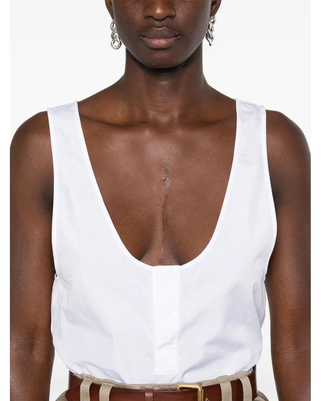 Saint Laurent White Cotton Poplin Top