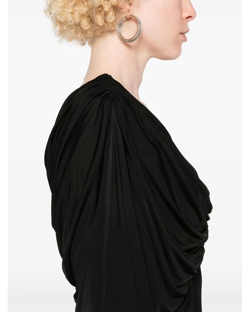Saint Laurent Black Draped Mini Dress