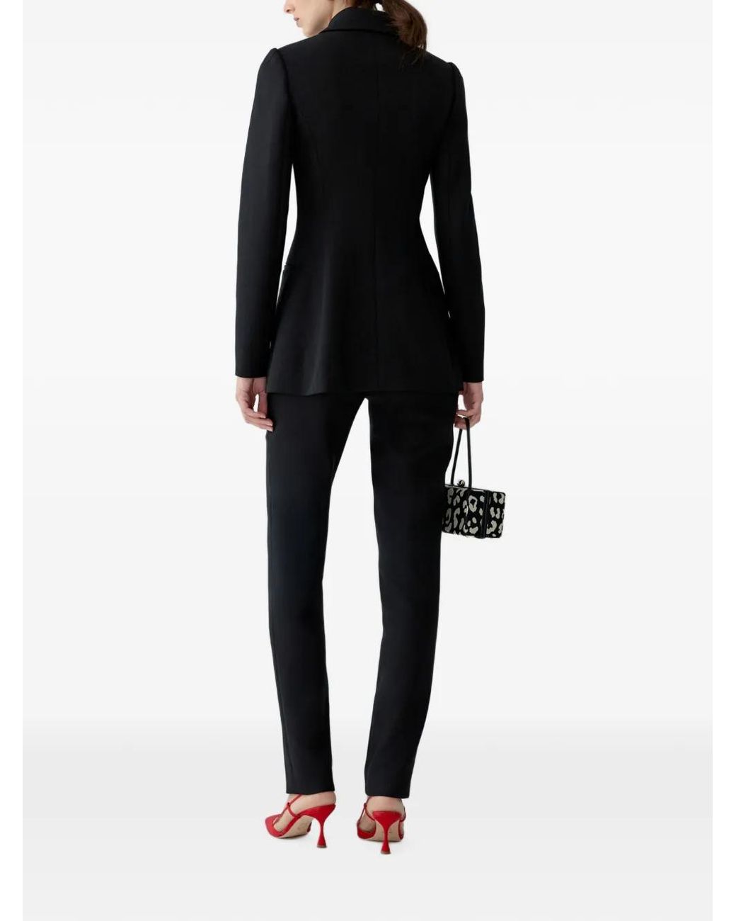 Carolina Herrera Black Point-Collar Button-Up Jacket