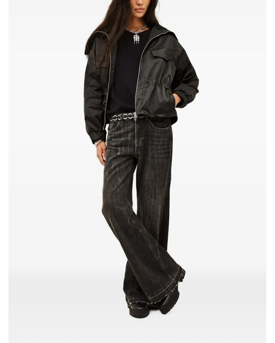 Ba&sh Black Indra Ribbed-Collar Jacket