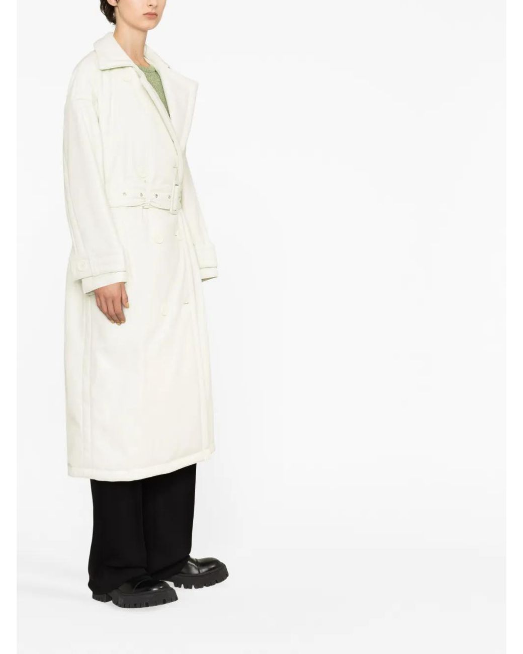 Stand Studio White Emily Double-Breasted Belted Trench Coat