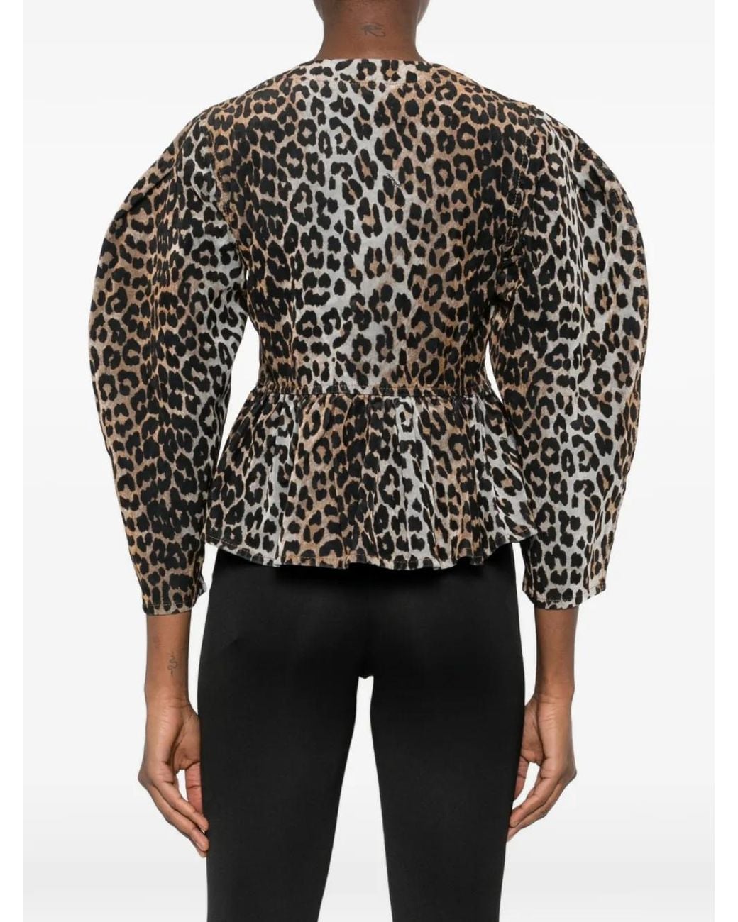 Ganni Black Animal-Print Fitted Jacket