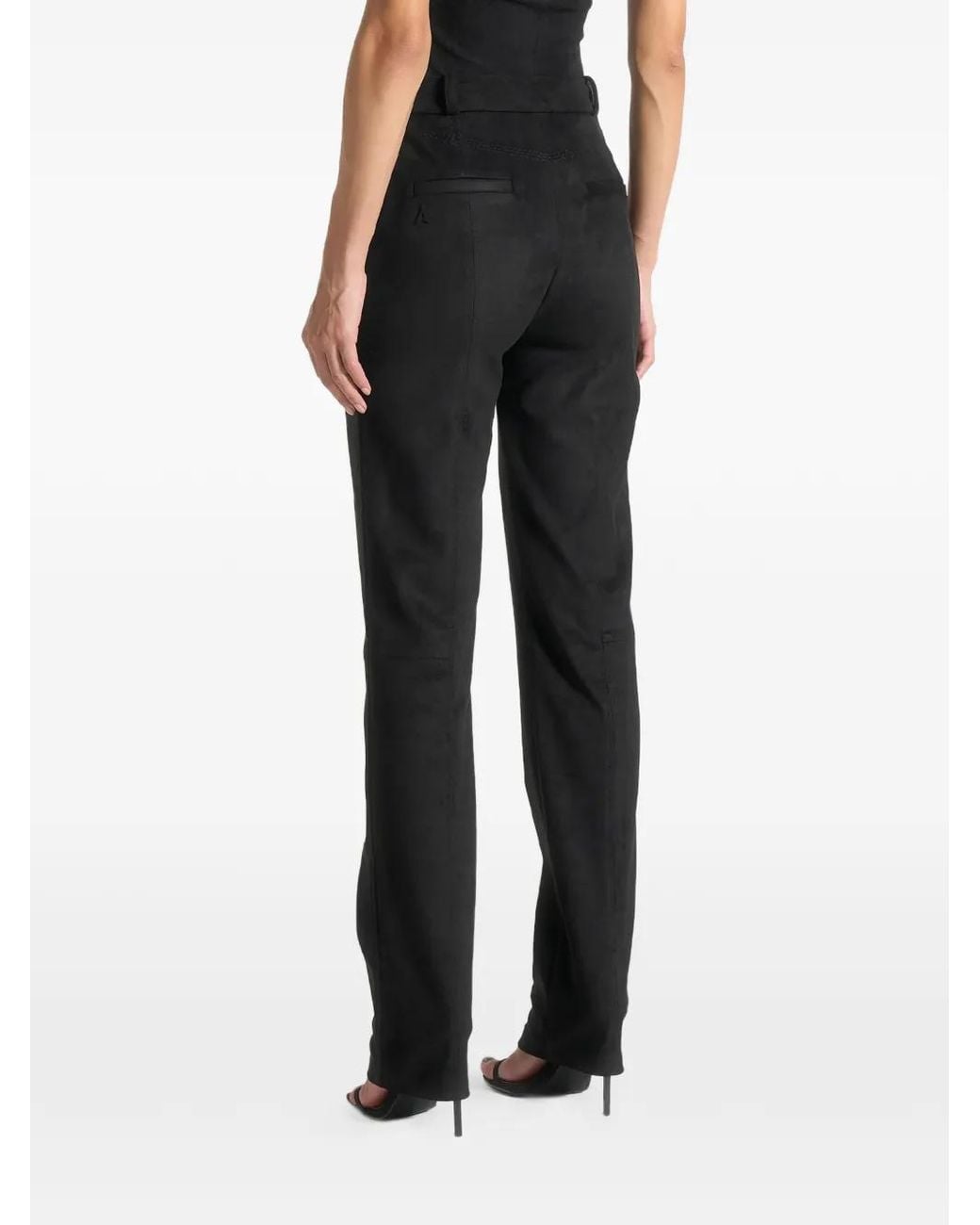Manière De Voir Black Suede Straight Leg Trousers