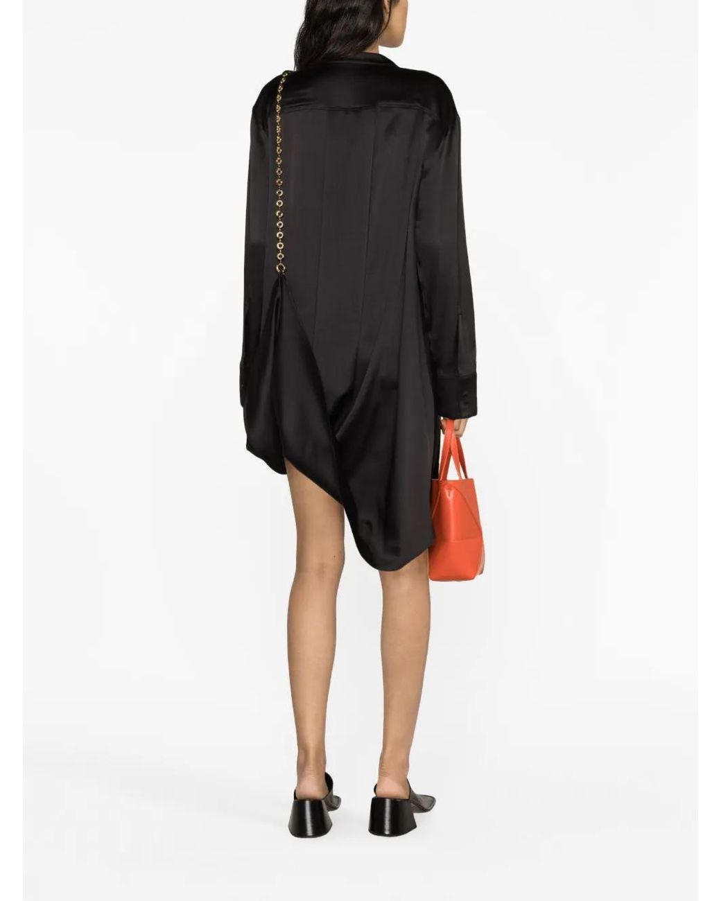 Loewe Black Chain Embellished Silk Shirtdress