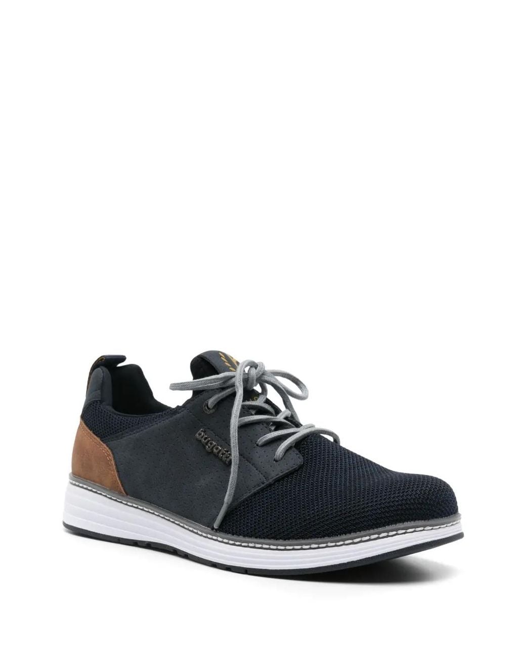 Bugatti Black Logo-Plaque Mesh Sneakers for men