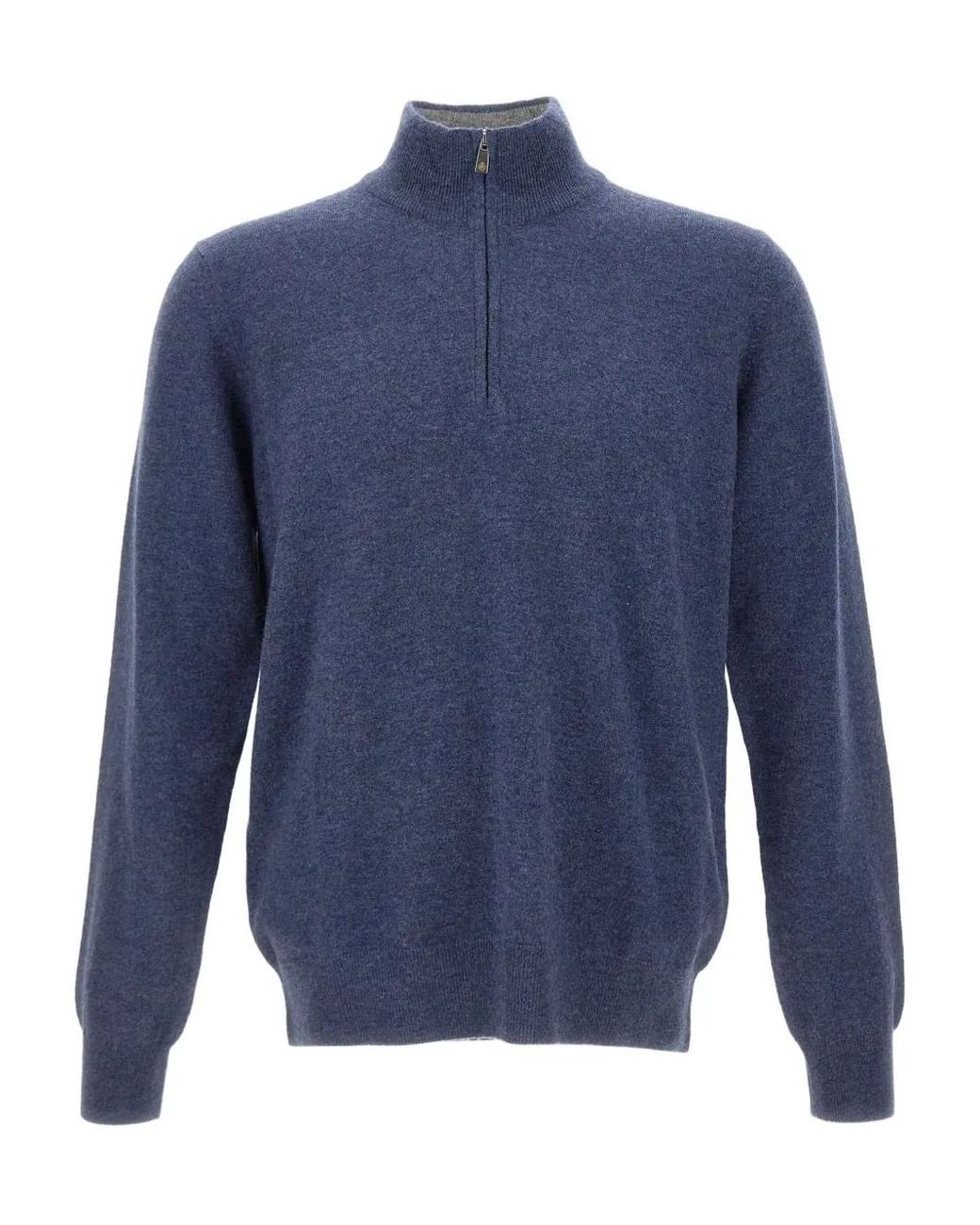 Della Ciana Blue Half-Zip Stand-Up-Collar Sweater for men
