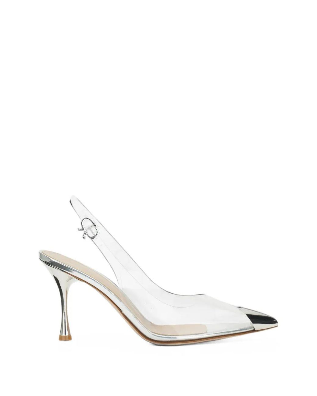 Gianvito Rossi White Diana Cap-Toe Slingback Pumps