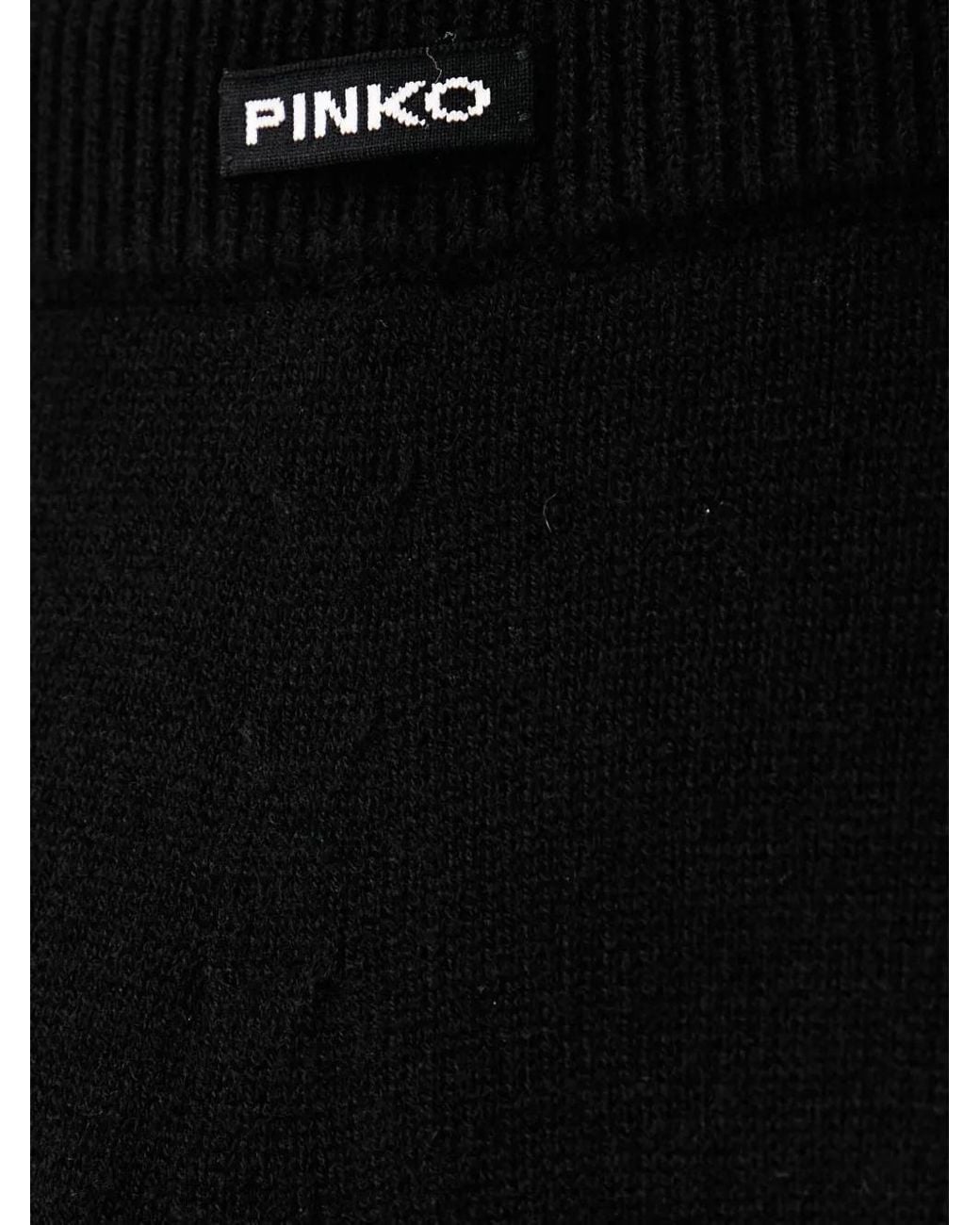 Pinko Black Logo-Patch Knitted Mini Skirt