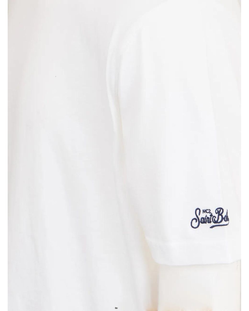 Mc2 Saint Barth White Dover Cotton T-Shirt With Logo Embroidery for men