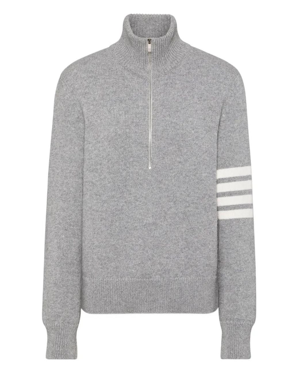 Thom Browne Gray 4-Bar Jersey-Stitch Merino-Wool Sweater