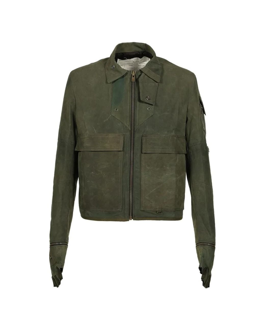 UNDER THE SIGN Green Phantom Patchwork Gloved Jacket for men