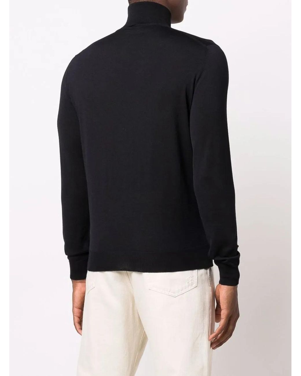 Dell'Oglio Black Roll-Neck Merino Jumper for men