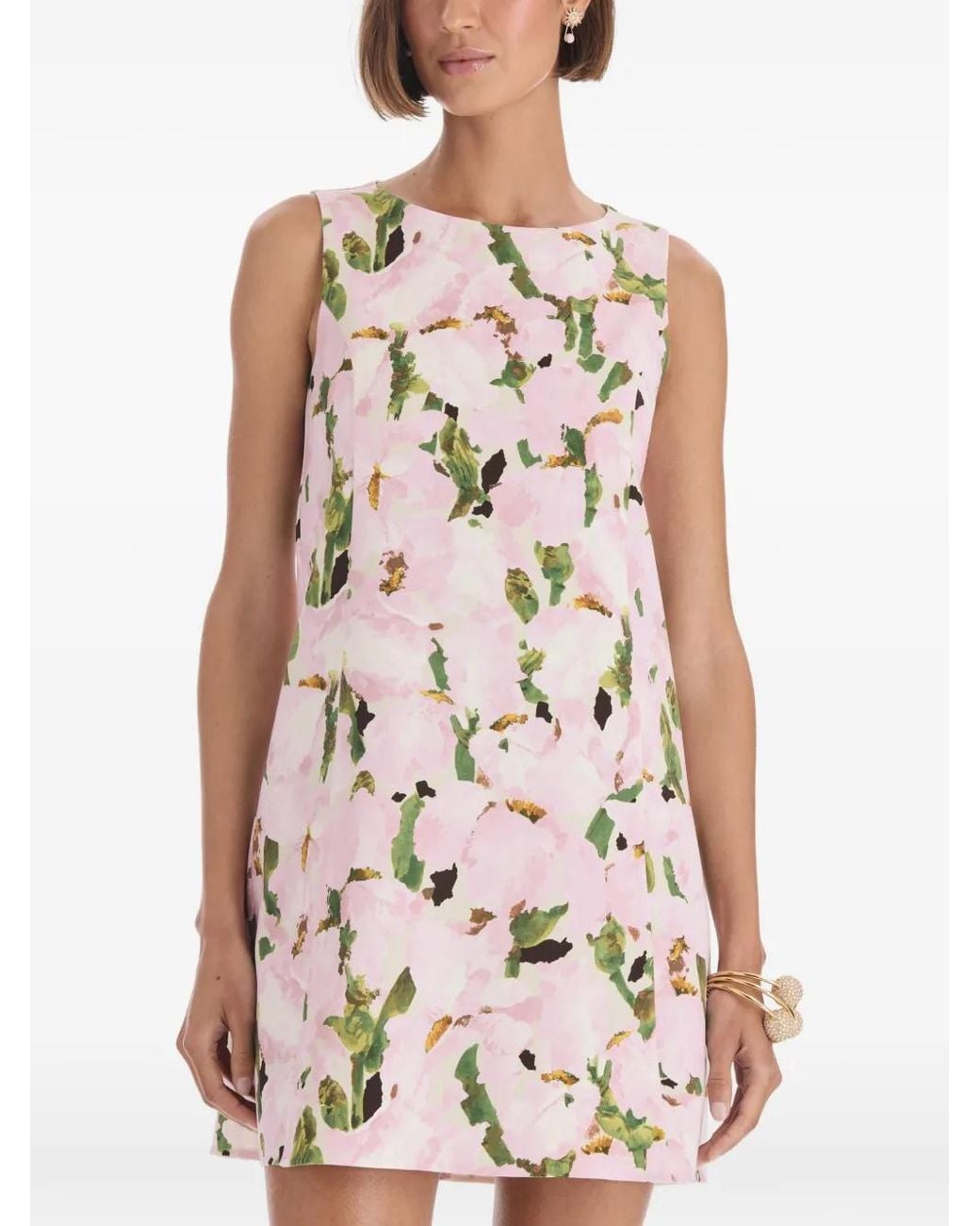 Oscar de la Renta White Watercolor Iris Mini Dress