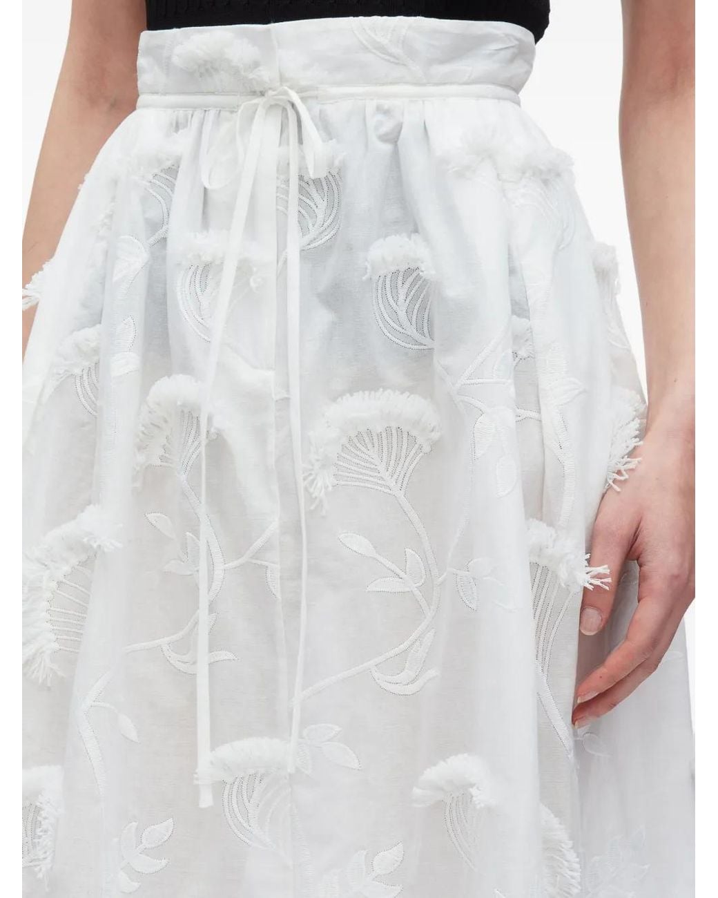 3.1 Phillip Lim White Embroidered Skirt