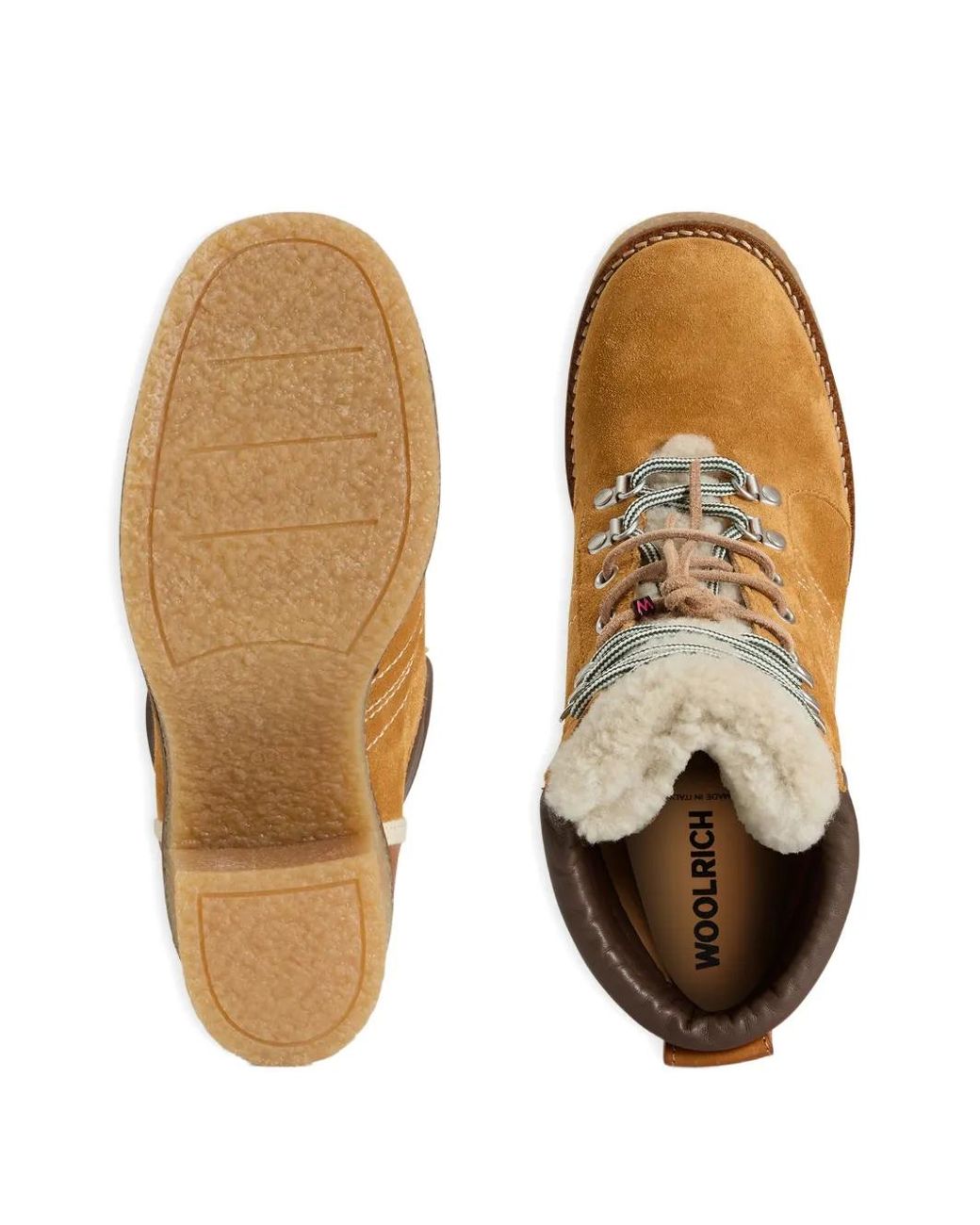 Woolrich Brown Lace-Up Shearling-Trim Boots