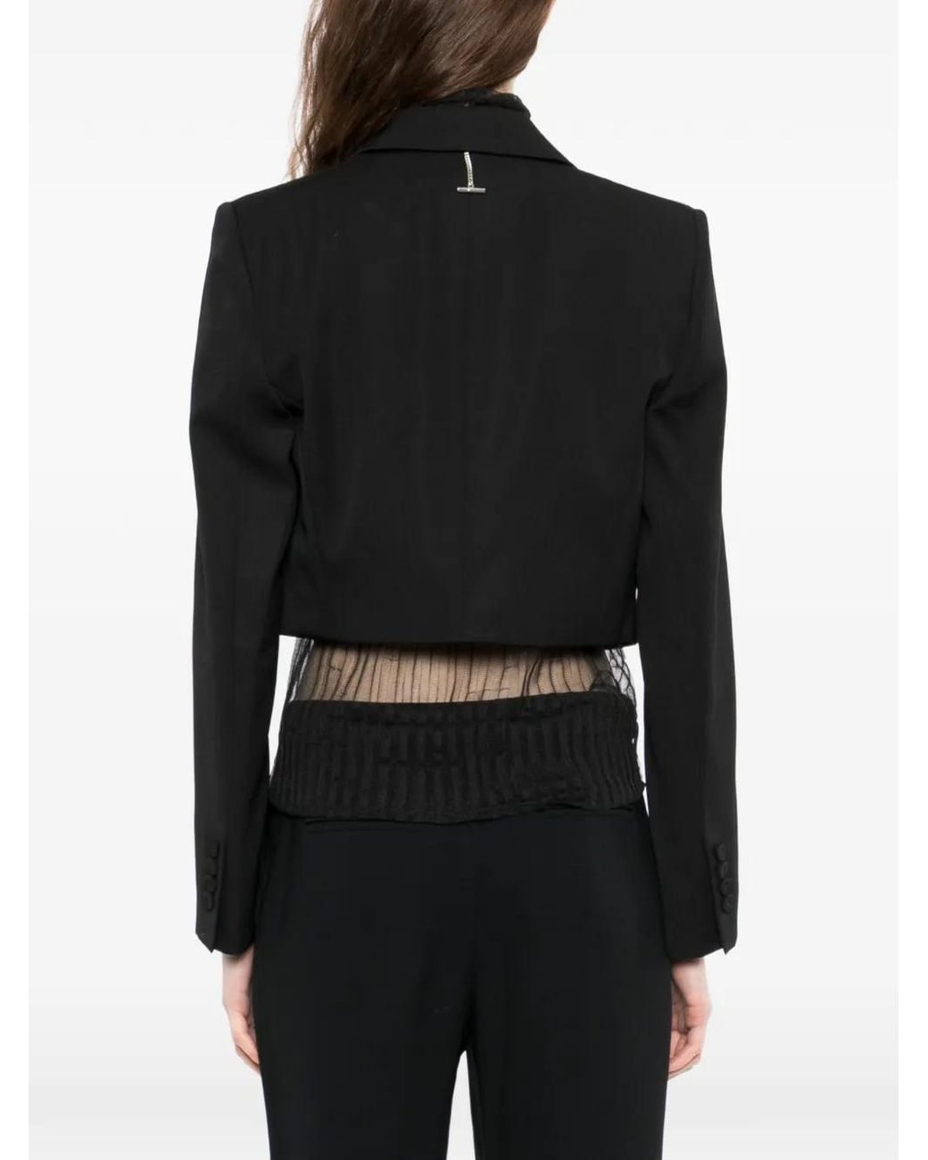 McQueen Black Double Lapel Cropped Jacket