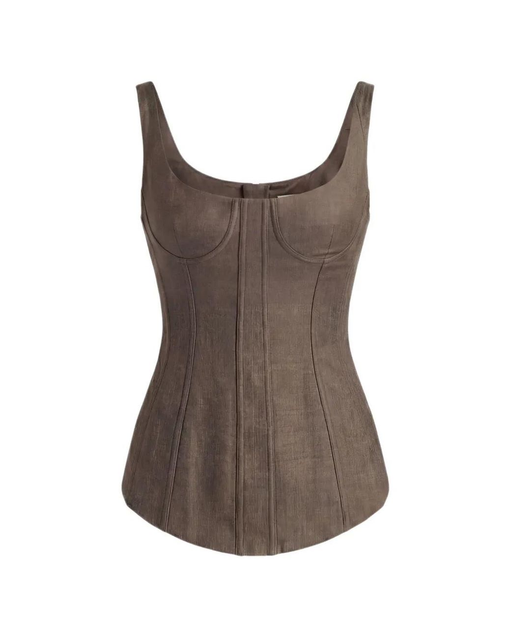 Monse Brown Sleeveless Corset Top