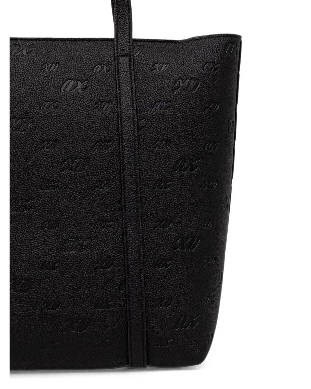 ARMANI EXCHANGE Black Logo-Embossed Tote Bag