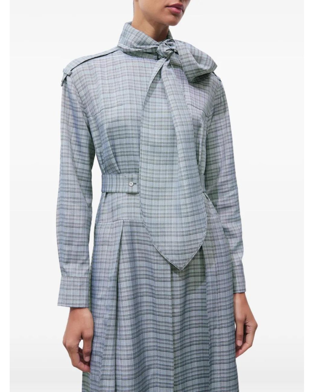 Tory Burch Blue Front-Tie Jacquard Shirtdress