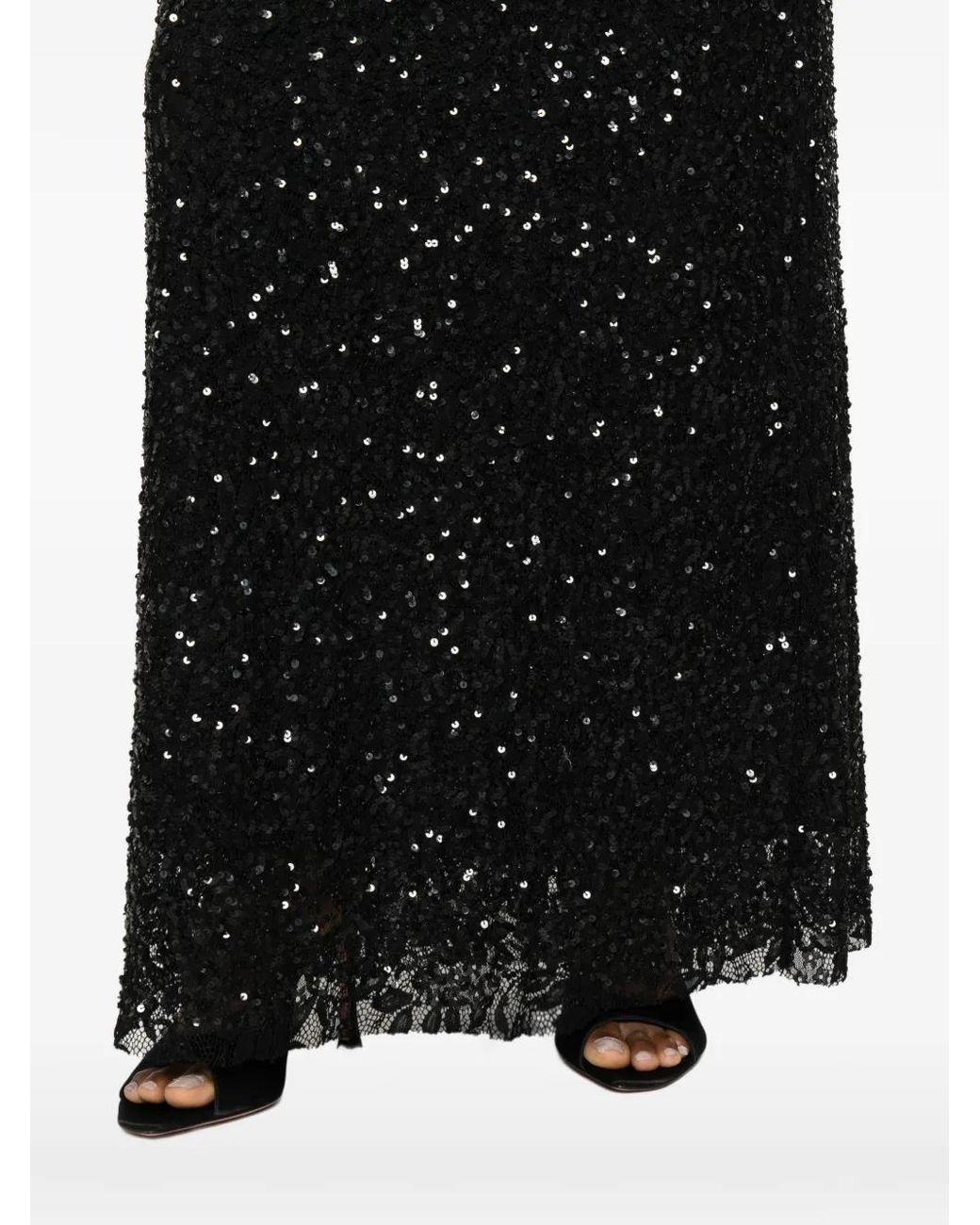 P.A.R.O.S.H. Black Robe Longue Sans Manches À Sequins