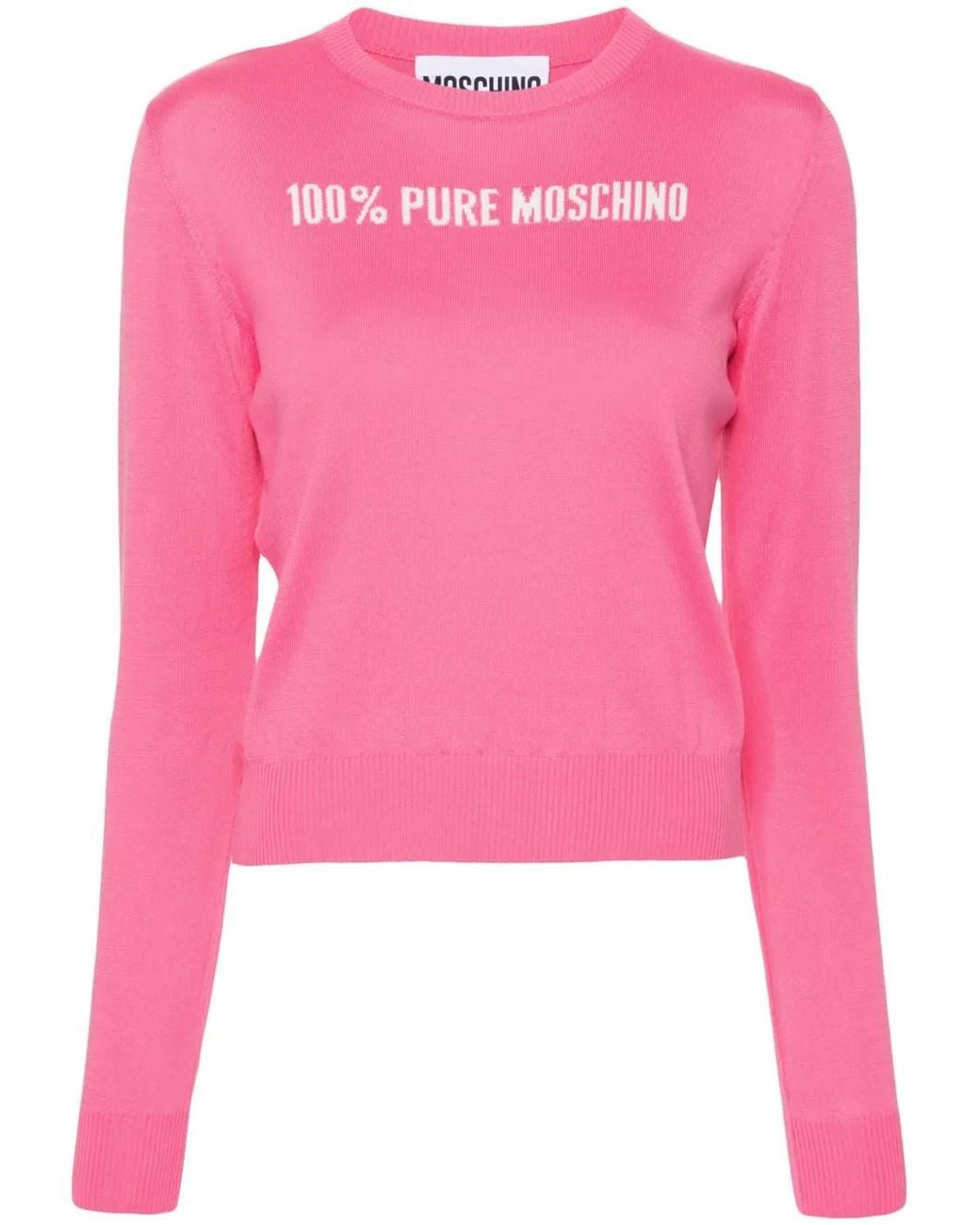 Moschino Pink Slogan Intarsia-Knit Jumper