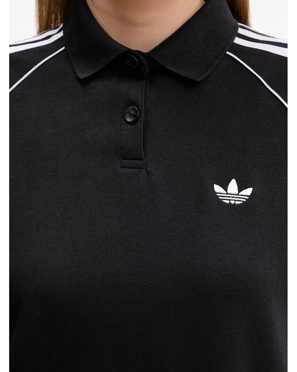 Adidas Black Logo-Embroidered 3-Stripe Mini Dress