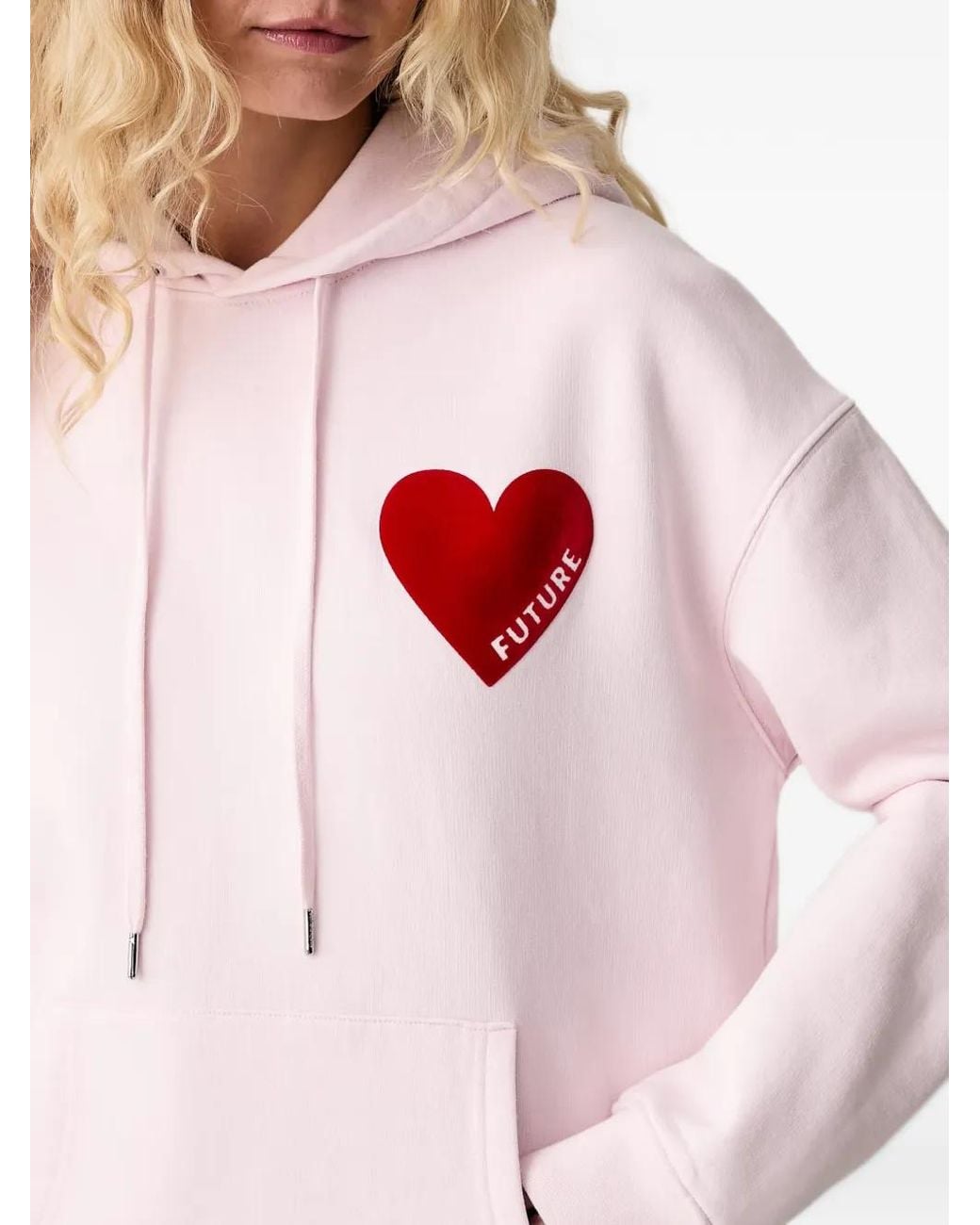 From Future White Heart-Patch Hoodie