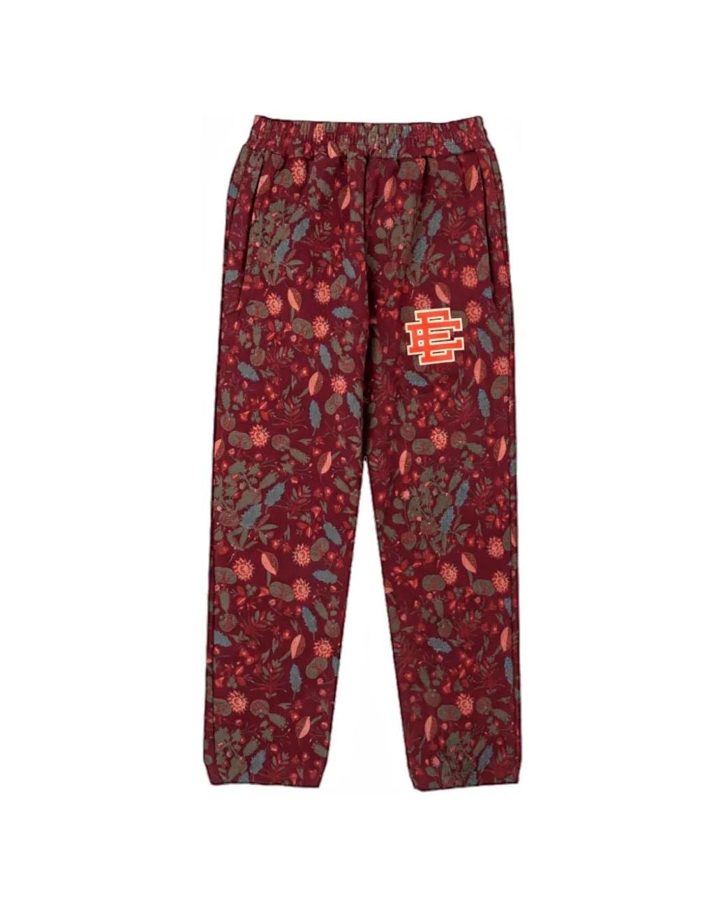 Eric Emanuel Red Pantalon De Jogging À Fleurs Et Patch Logo for men