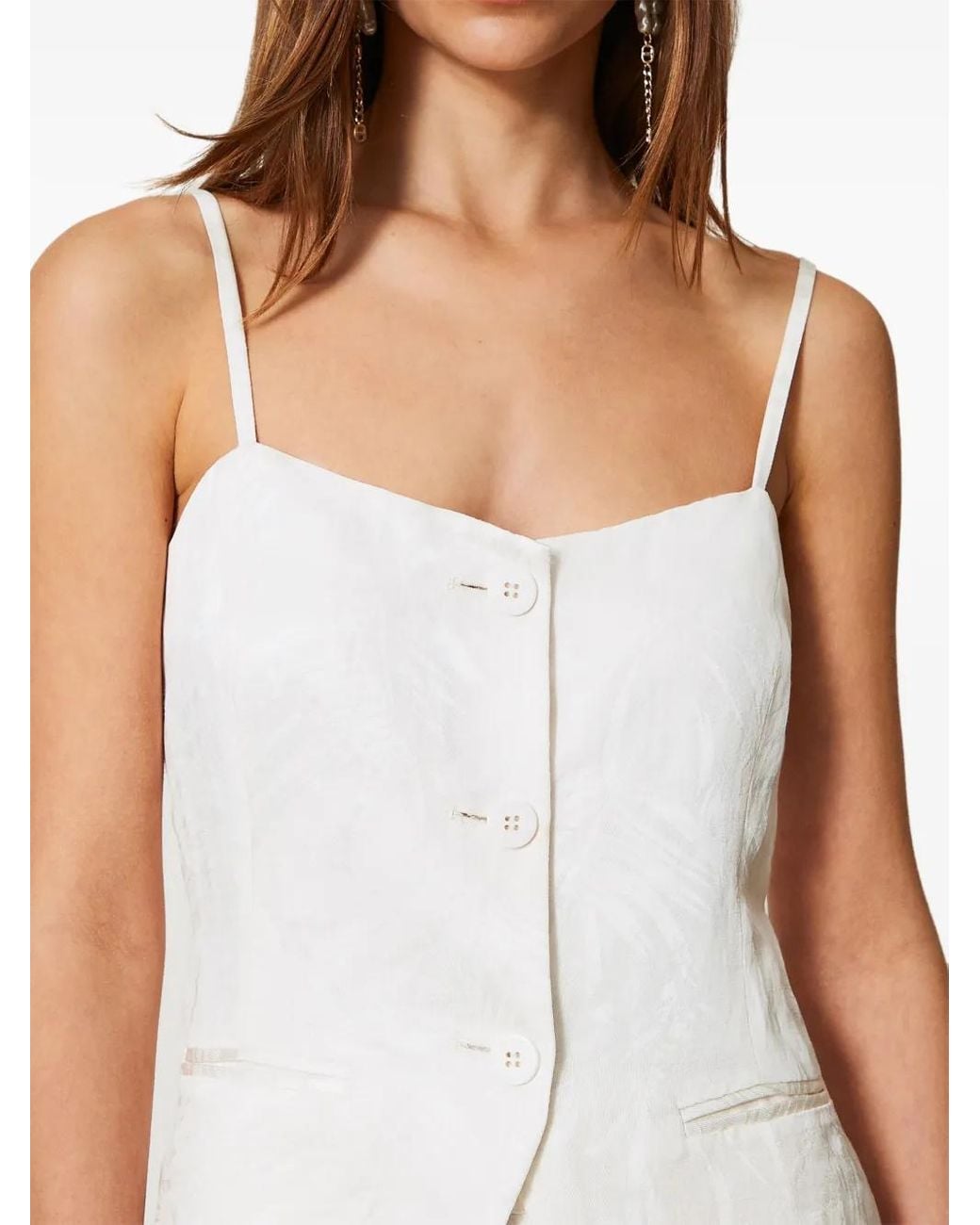 Twinset White Haut À Design Tressé