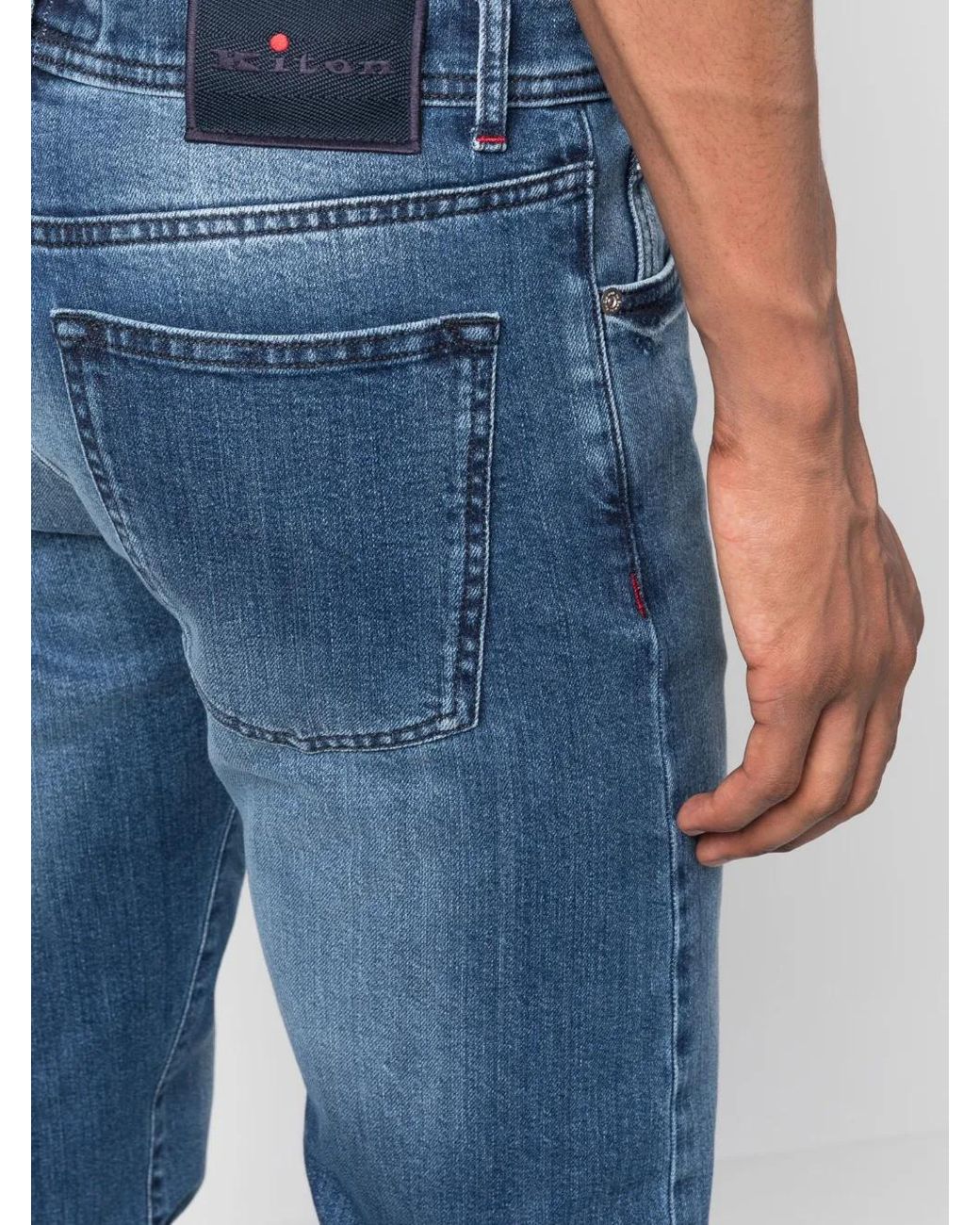 Kiton Blue Slim-Cut Cotton Jeans for men