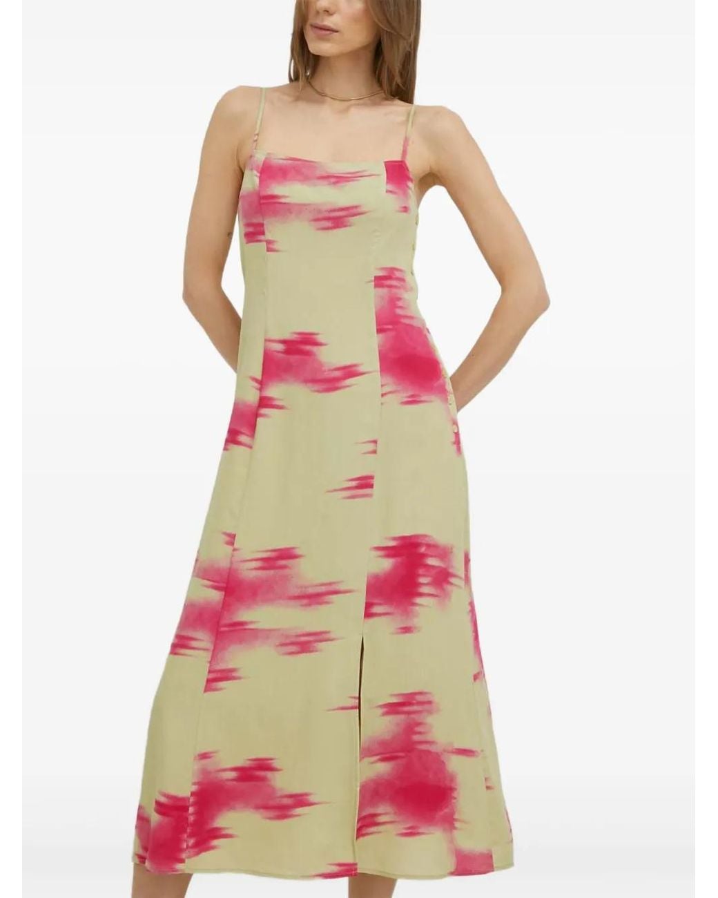 Vestido Midi Con Botones Estampados Samsøe & Samsøe de color White