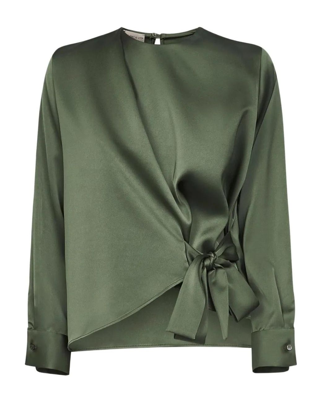Blanca Vita Green Wrap-Front Top