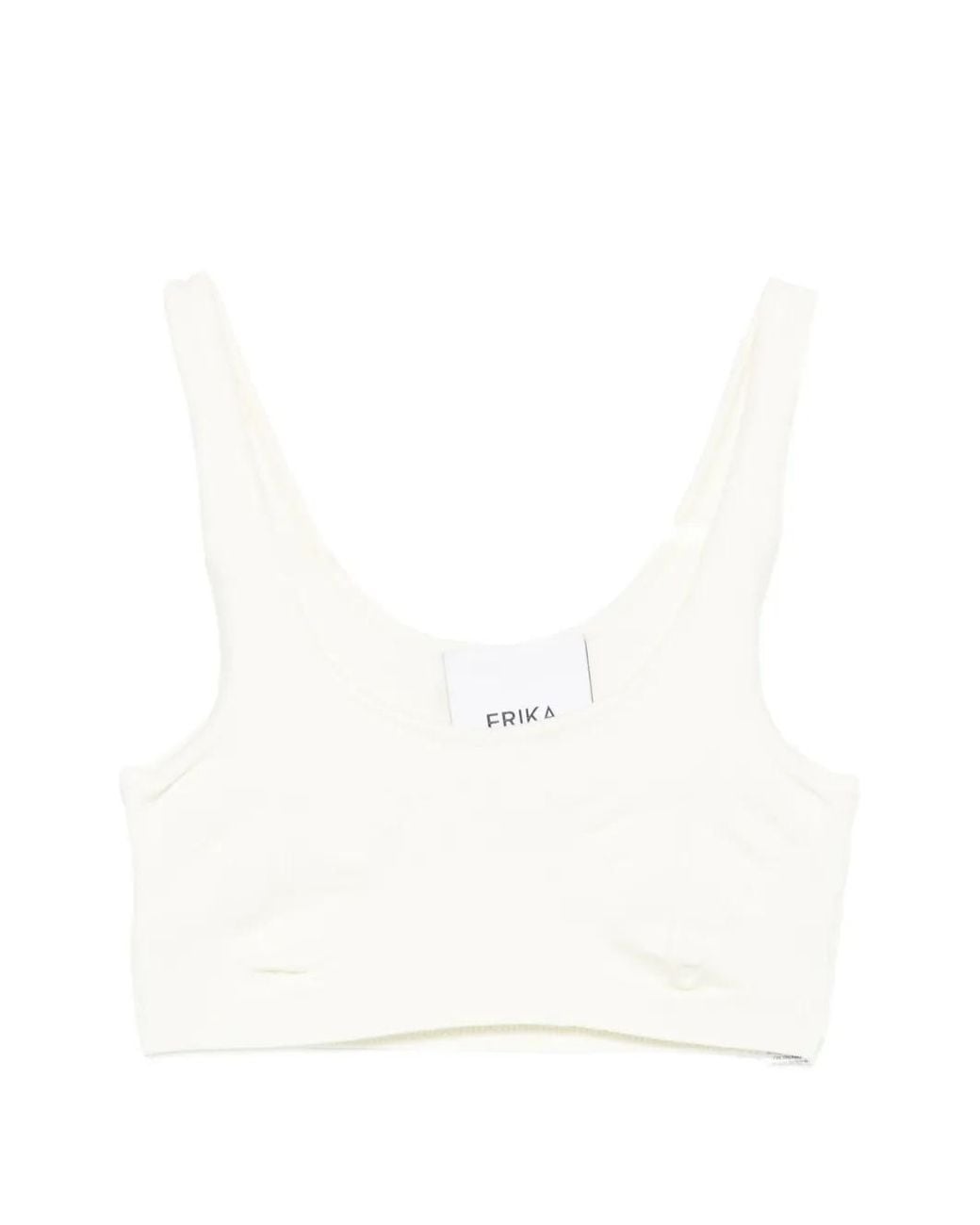 Erika Cavallini Semi Couture White Ribbed Crop Top