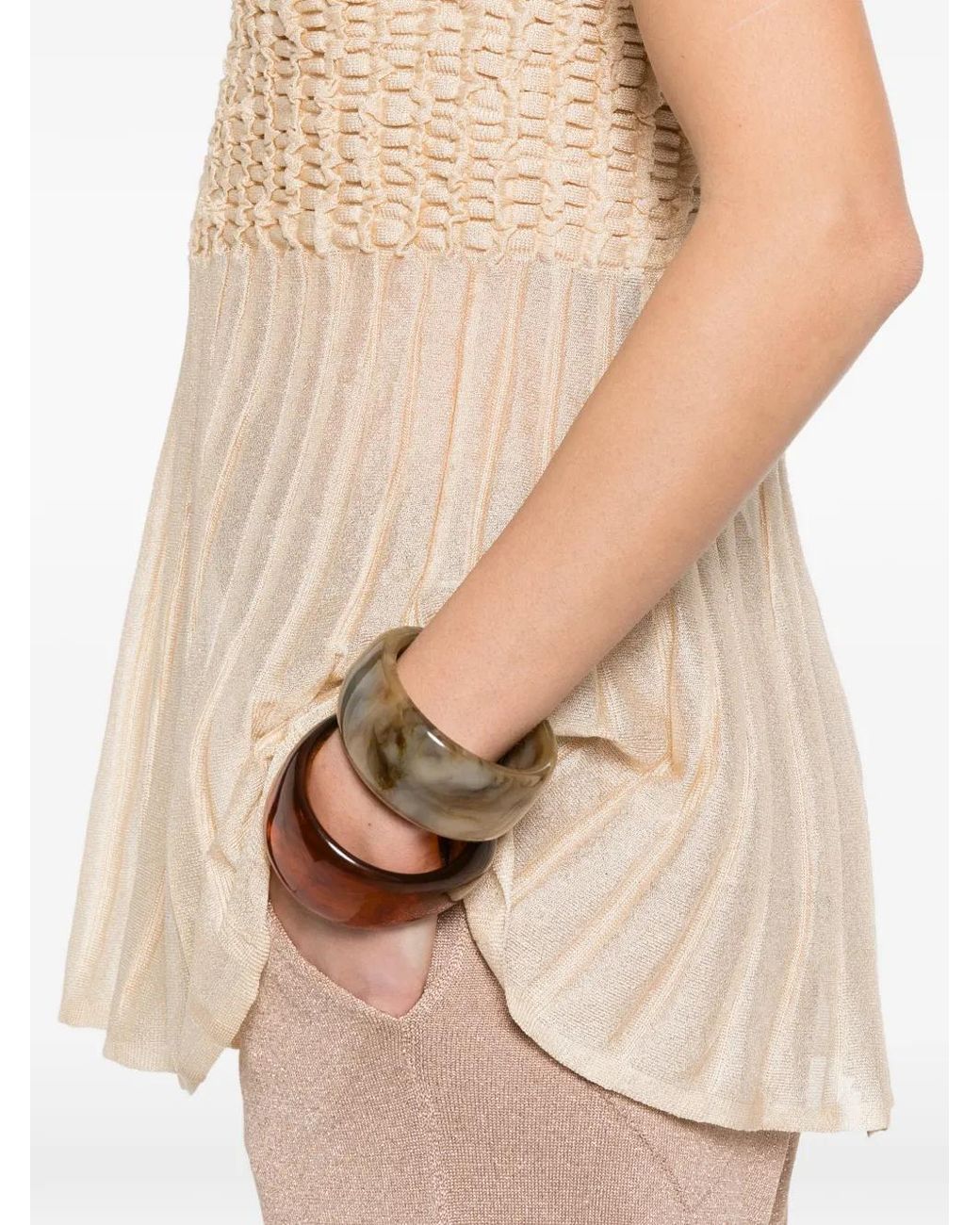 Circus Hotel White Pleated V-Neck Top