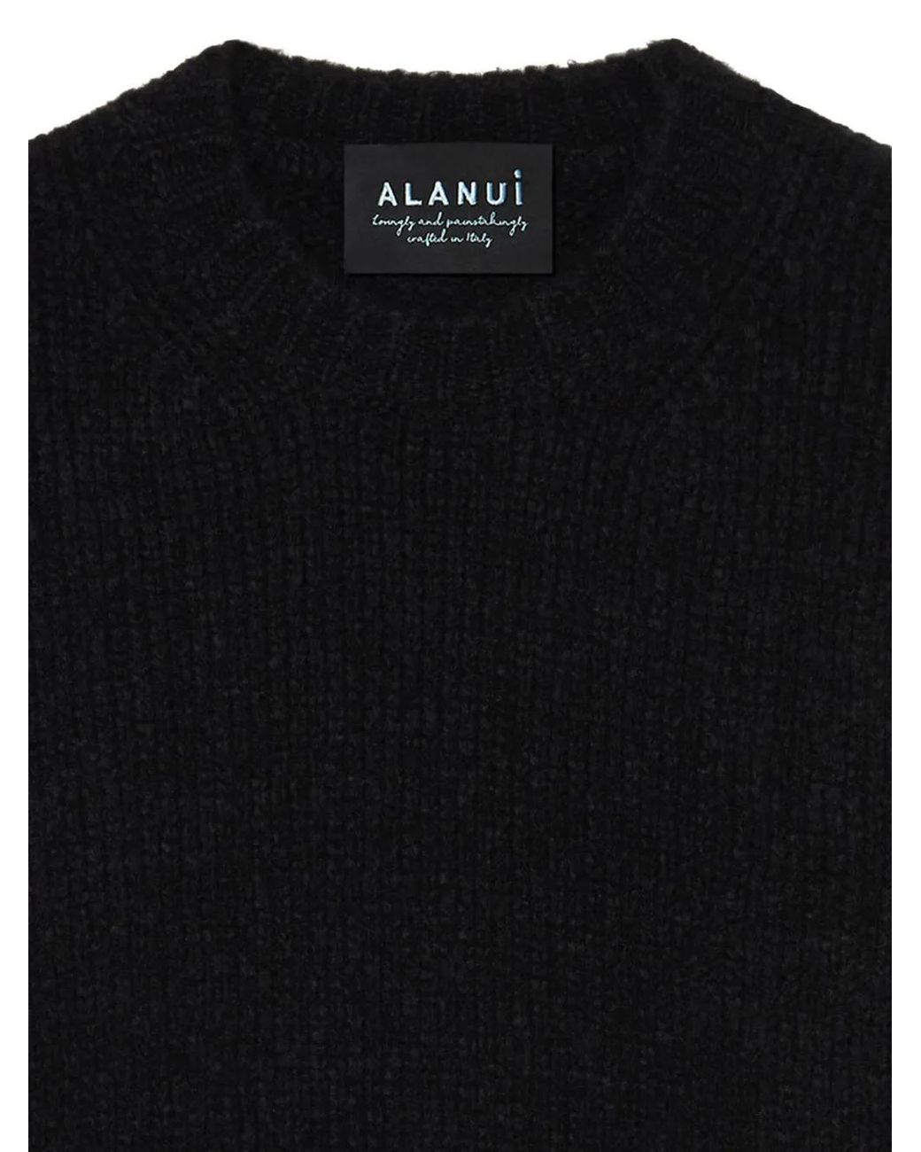 Alanui Black Ribbed Crew-Neck Sweater for men