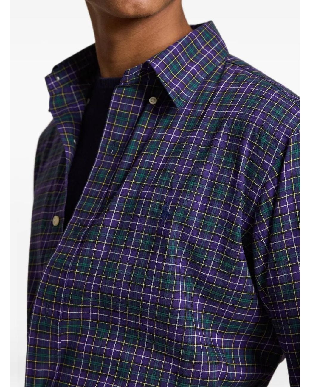 Polo Ralph Lauren Blue Tartan-Check Button-Down Shirt for men