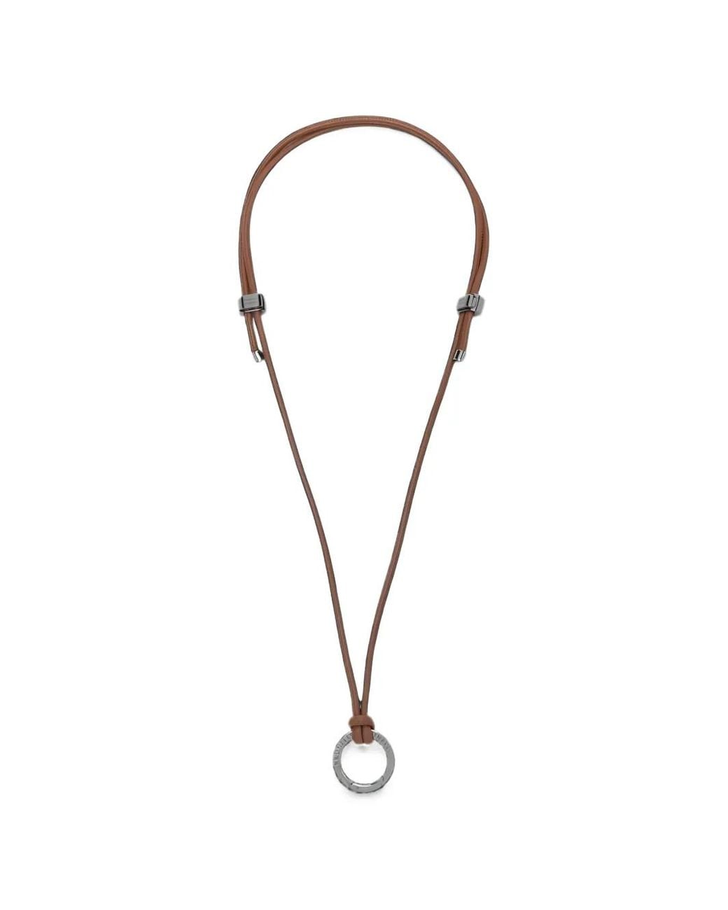 Brunello Cucinelli Multicolor Leather Ring Necklace
